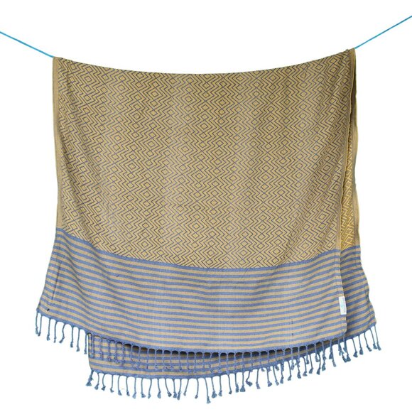 Salt Rag Beach Towel - "Yellow Lagoon Rag" [Sand Free Turkish Beach Towel] - Picture 2 of 4